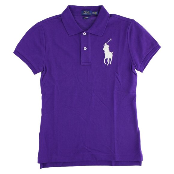 TCU Polo Ralph Lauren Skinny Fit Big Pony Polo Shirt in Purple - Picture 1 of 5